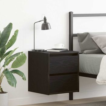 Mesilla De Noche - Mueble Para Dormitorio - Madera De Ingeniería - Roble Negro (38x34x40cm)