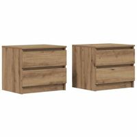 pack 2 uds mesitas de noche  mesilla de noche madera ingenieria roble 50x40x435 cm