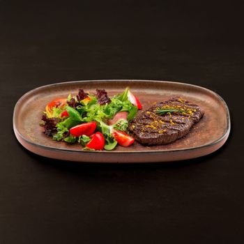 Plato oval para steak o hamburguesa (lote de 4) gres rojo y naranja