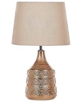lampara de mesa  ceramica marron dorado