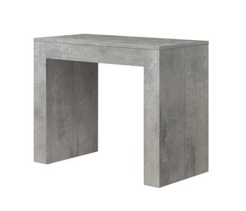 Consola extensible de madera, acabado gris cemento 90×45-90×300 cm