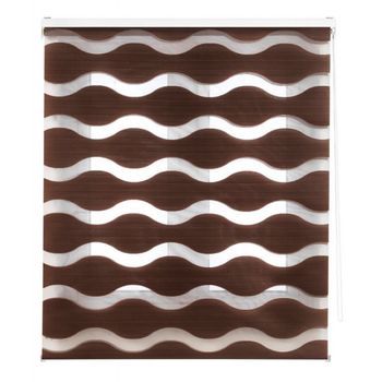 Estoralis - Estor Enrollable Noche Y Dia | Doble Tejido | Ondas 105 X 180 Cm (ancho/alto) Tamaño Tela 102 X 175 Cm | Jeor Marron