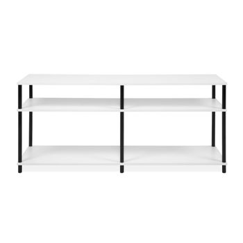 Mueble de tv con 4 nichos abiertos l140 cm - blanco y negro