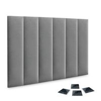 dhome juego de 6 paneles tapizados de terciopelo premium pack autoadhesivos para pared acusticos absorbentes proteccion gris claro 60x30cmx6