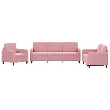Juego De Sofás 3 Piezas Terciopelo Rosa Vidaxl