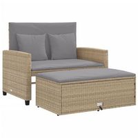 sofa de jardin con cojines de 2 plazas  sofa de exterior ratan sintetico beige