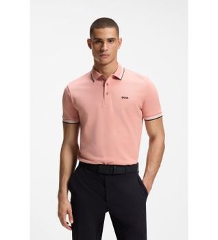BOSS para hombre. 50469055 Polo Paddy de piqué de algodón rosa (3XL), Casual, Manga corta