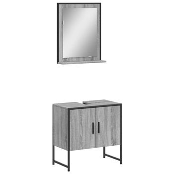 Set De 2 Uds Muebles De Baño | Armario De Baño Madera De Ingeniería Gris Sonoma