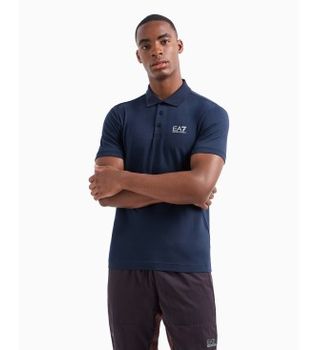 EA7 para hombre. 8NPF14_PJVQZ Polo Core identity de algodón elástico marino (M), Casual, Manga corta