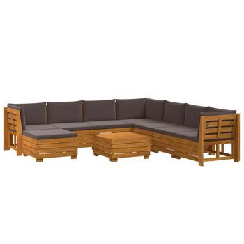 9 Uds. Conjunto De Sofás De Exterior Madera De Acacia Sólida Vidaxl