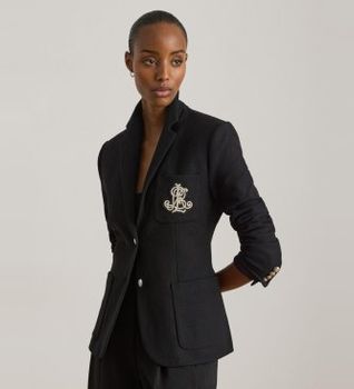 Lauren Ralph Lauren para mujer. 200797305004 Blazer de Jacquard con metales negro (XXL), Casual, Algodón