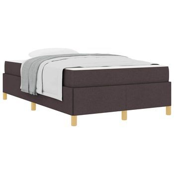 Cama Tipo Box Spring Marrón Oscuro Y Blanco 120 X 190 Cm Tela