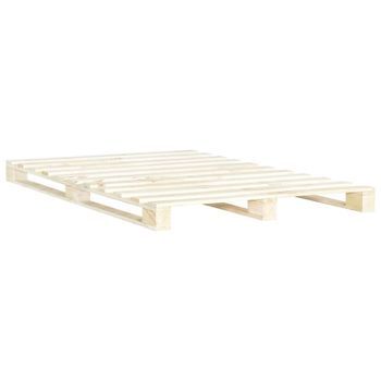 Cama Doble | Cama Para Adultos | Estructura De Cama De Palets Madera Maciza De Pino 200x200 Cm