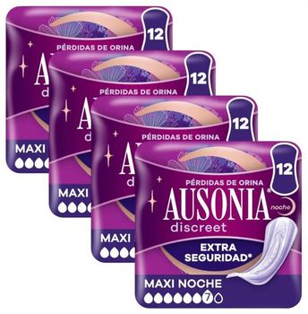 Ausonia Discreet Compresas Maxi Noche Pérdidas Orina Mujer 4x12 uds