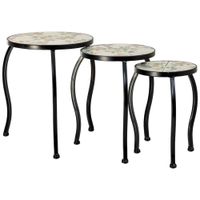 soporte set 3 pzas de mosaico y forja negro