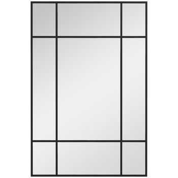 HOMCOM Espejo Rectangular de Pared Espejo de Ventana 90x60 cm con Marco de Metal Espejo Decorativo para Salón Dormitorio Negro   Aosom España