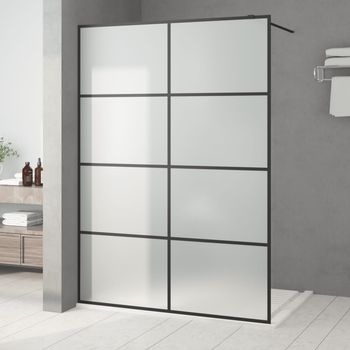 Mampara De Ducha Vidrio Esg Esmerilado Negro 140x195 Cm Vidaxl