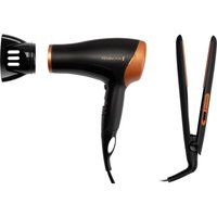 d3012gp hair dryer  hair straightener set - black  bronze black