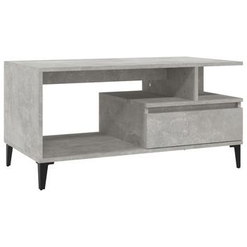 Mesa De Centro 49x90x45 Cm Madera Y Metal Trabajados - Gris