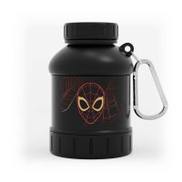 envase con llavero para proteina de myprotein - spiderman - negro