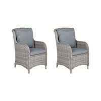 conjunto de 2 sillas de ratan sintetico gris 73 x 60 x 96 cm con cojines modernos acapulco