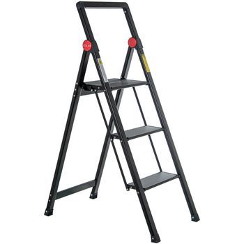 Escalera Aluminio Negro 3 Peldaños  41x64x104,5cm Abierta