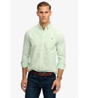 superdry para hombre m4011100a camisa preppy oxford verde m casual algodon clasico manga larga