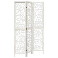 biombo separador de 3 paneles madera maciza paulownia blanco vidaxl