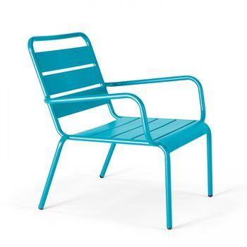 Sillón De Jardín Bajo De Acero Azul Relajante, Palavas - Oviala
