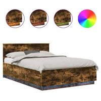 estructura de cama con tiras led roble ahumado 160 x 200 cm vidaxl
