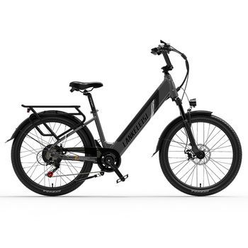 Bicicleta Eléctrica Urbana Lankeleisi Es500pro, Batería De 48 V Y 14,5 Ah, Neumáticos De 24'', Velocidad Máxima De 32 Km/h, Gris