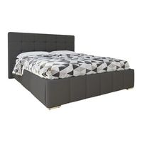 cama florence 100 doble gris cuero ecologico somieres 198x216x105cm