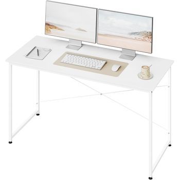 Escritorio Para Ordenador, 140x60cm, Mesa De Oficina, Estructura Metálica, Madera De Ingeniería, Blanco.