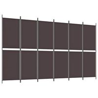 biombo divisor de 6 paneles de tela marron 300x180 cm vidaxl