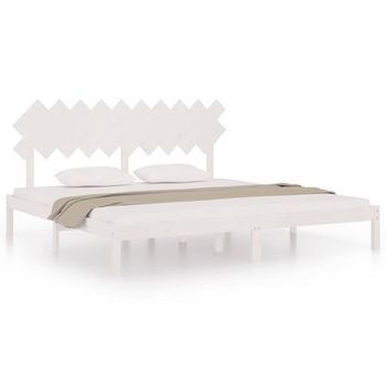 Estructura De Cama Madera Maciza Blanco 200x200 Cm Vidaxl