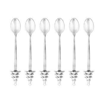 Cucharas árbol de navidad plateadas - lote de 6