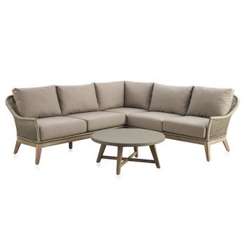Rinconera Pack De 3 Piezas Madera De Acacia Con Cojines