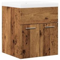 juego de muebles de bano 2 piezas madera ingenieria envejecida vidaxl