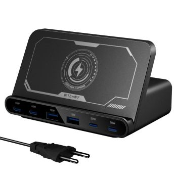 Cargador rápido de escritorio BlitzWolf® BW-S27 160W de 6 puertos USB PD con 2USB-A+4USB-C PD3.0 QC4.0 AFC FCP SCP PPS P