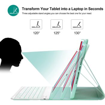 FGNS Funda con Teclado Español Ñ compatible para Pad 10.ª (A2757/A2777/A2696)/pad 11 A16(A3354/A3355/A3356) , Carcasa PU Delgada rotectora con Ranura de Lápiz con Teclado Bluetooth Desmontable (Diseño