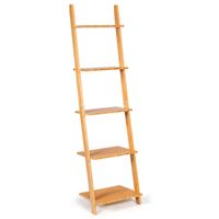costway estanteria de escalera 5 niveles de bambu libreria inclinada estantes de exhibicion para saloncocinaoficina 43 x 35 x 165 cm natural