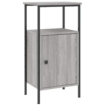 Mesita De Noche | Mesilla De Noche Madera De Ingeniería Gris Sonoma 41x31x80 Cm