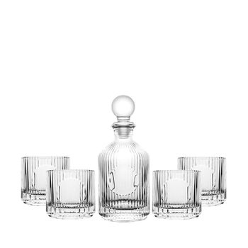 Estuche de whisky en cristal rayado con jarra y 4 vasos
