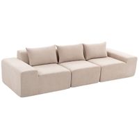homcom sofa 3 plazas de chenilla 320 cm modular con asiento y reposabrazos extra anchos beige   aosom espana