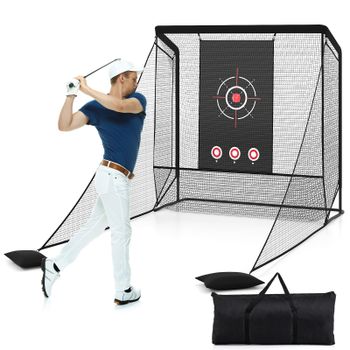 Costway Red Práctica Golf con Redes Laterales Desmontables Tela Blanco y Bolsa Transporte Portátil Interior Exterior 214x300x225cm
