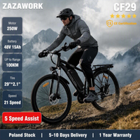 bicicleta electrica todoterreno zazawork cf29 de 29 pulgadas motor de 250 w bateria de 48 v y 15 ah 21 velocidades frenos de disco dobles alcance de hasta 100 km bicicleta electrica para