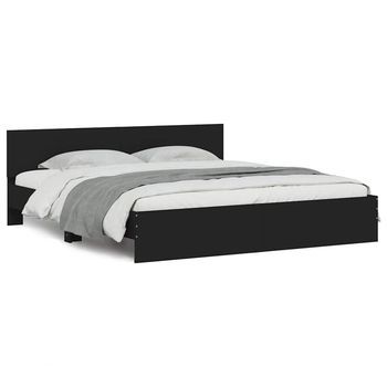Estructura De Cama Con Cabecero Negra 160x200 Cm Vidaxl