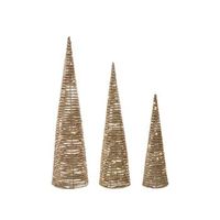 decoraciones de navidad led de interior conjunto de 3 arboles de navidad iluminado material sintetico dorado tuelso