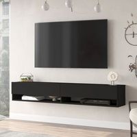 mueble tv suspendido laitila aglomerado 180x32x30 cm - negro encasa
