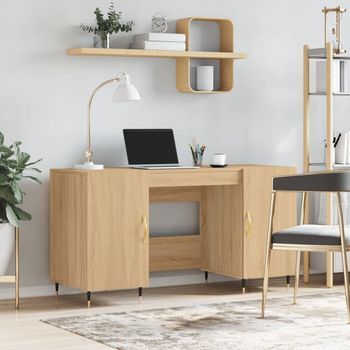 Mesa De Escritorio | | Escritorio De Despacho | Escritorio Madera De Ingeniería Roble Sonoma 140x50x75 Cm Cfw162286